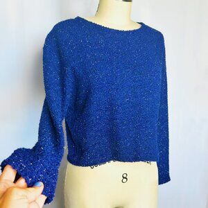 Navy Blue Metallic Sweater DIVIDED Women's sweaters size medium Festive Holiday